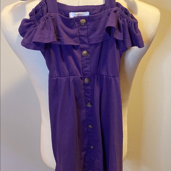 Purple Ruffled Cold Shoulder Sundress - Picture 1 of 7